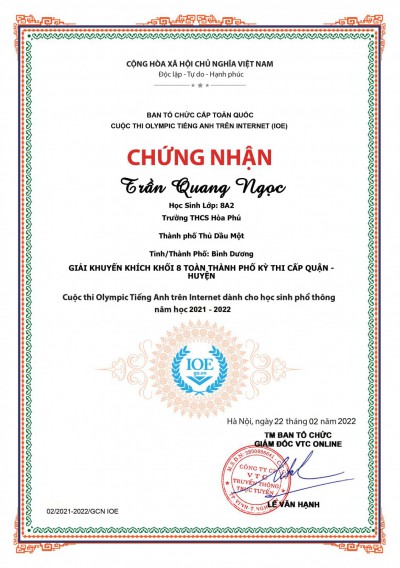 THI IOE TIẾNG ANH TRÊN INTERNET VÒNG THÀNH PHỐ